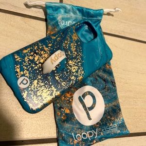 Teal and gold loopy phone case